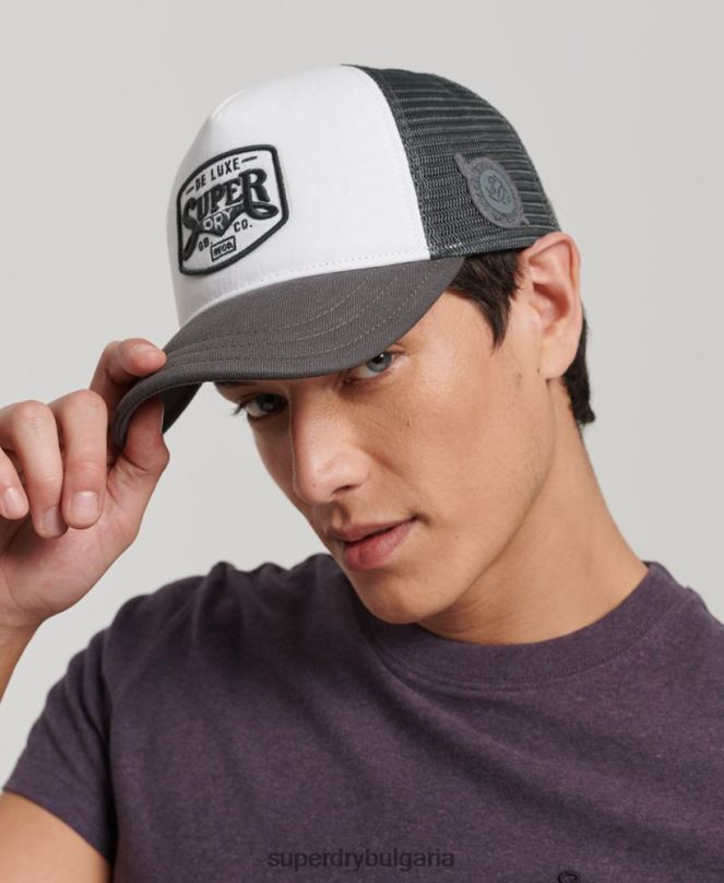 Superdry аксесоари N00H1594 бяло мъже класическа шапка на шофьор на камион