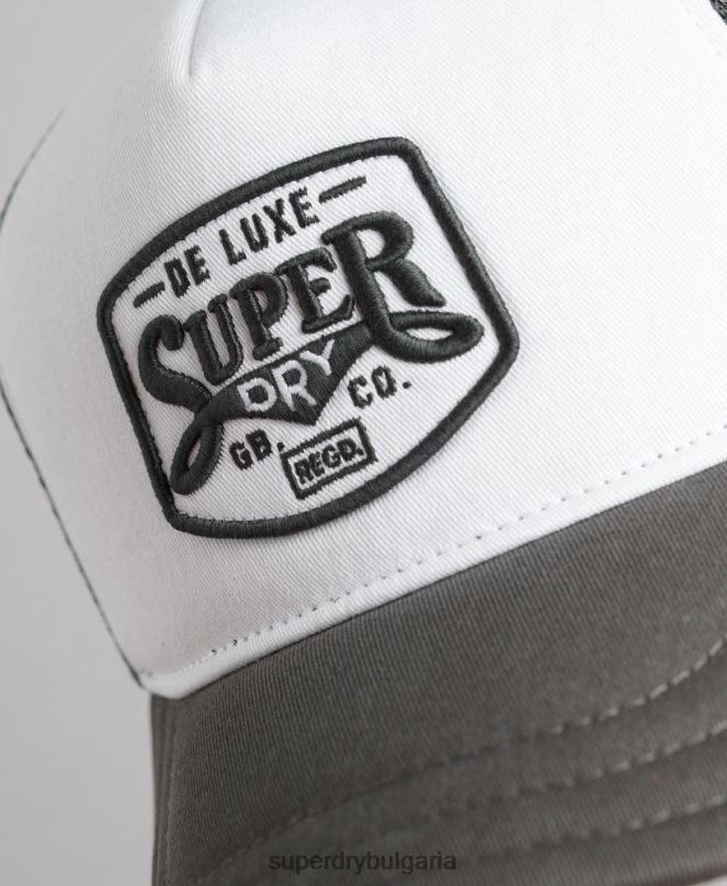 Superdry аксесоари N00H1594 бяло мъже класическа шапка на шофьор на камион