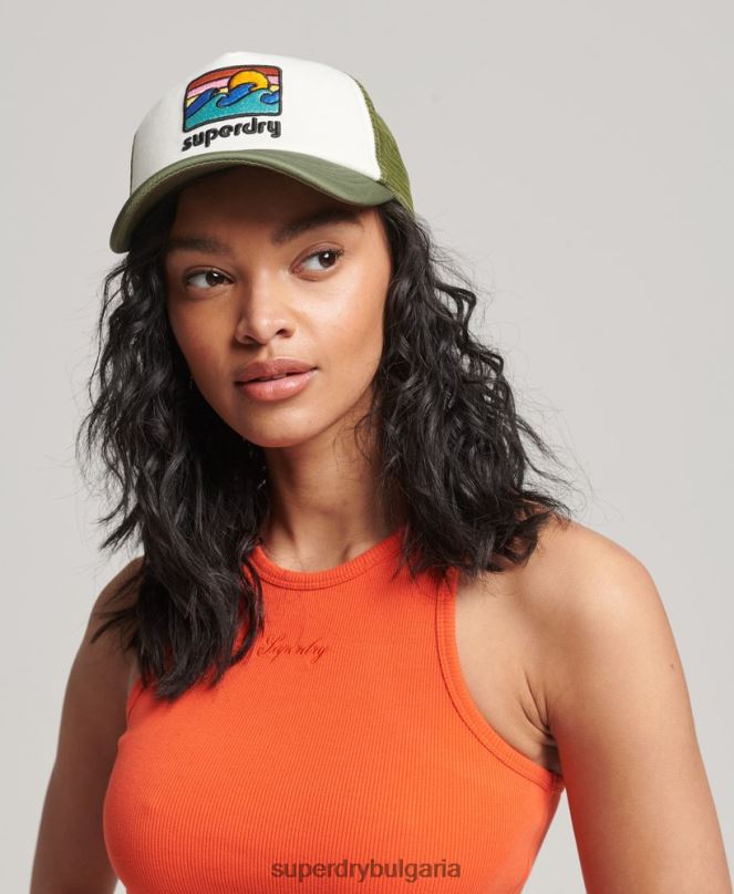 Superdry аксесоари N00H1646 зелено мъже ретро шапка на шофьор на камион