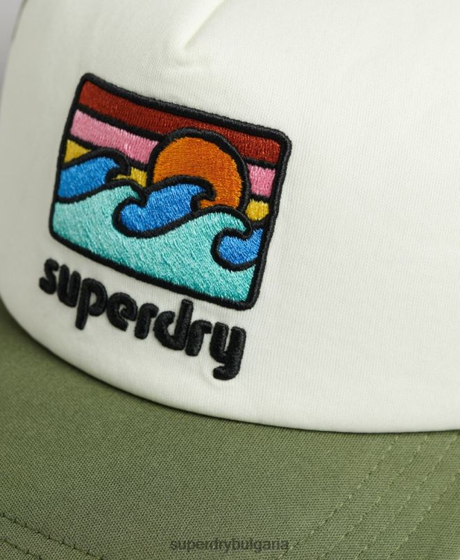 Superdry аксесоари N00H1646 зелено мъже ретро шапка на шофьор на камион