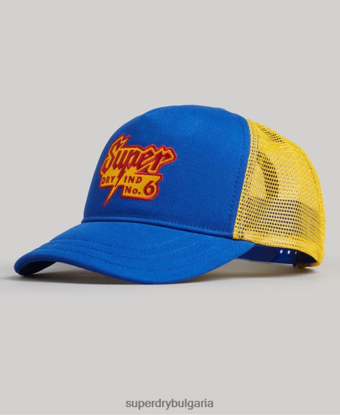 Superdry аксесоари N00H1669 син мъже ретро графична шапка на шофьор на камион
