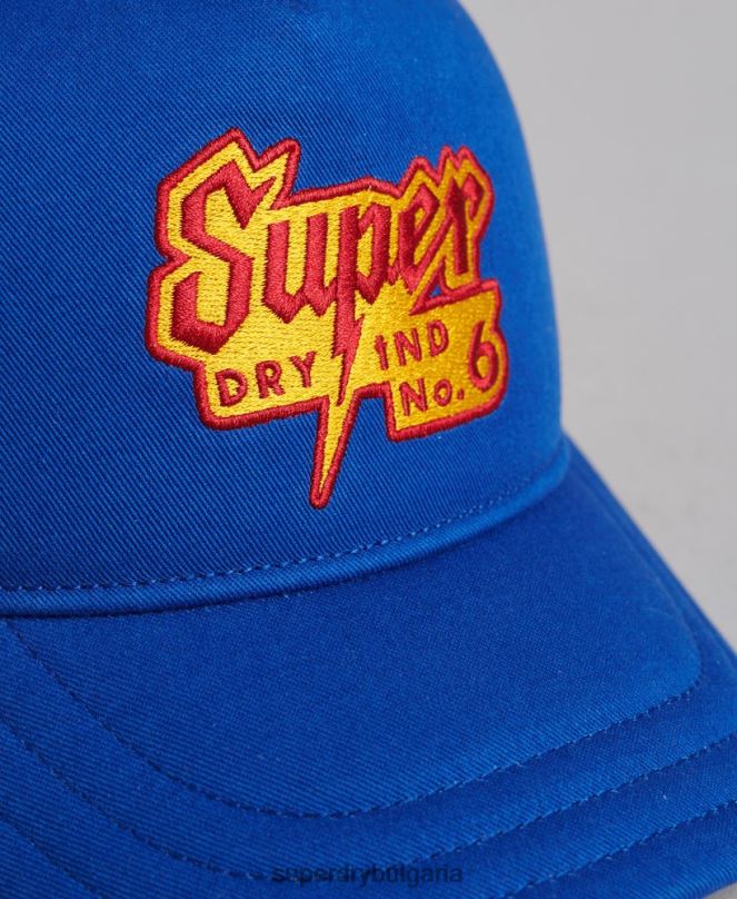 Superdry аксесоари N00H1669 син мъже ретро графична шапка на шофьор на камион