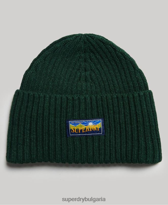 Superdry аксесоари N00H1693 зелено мъже радарска шапка от вълнена смес