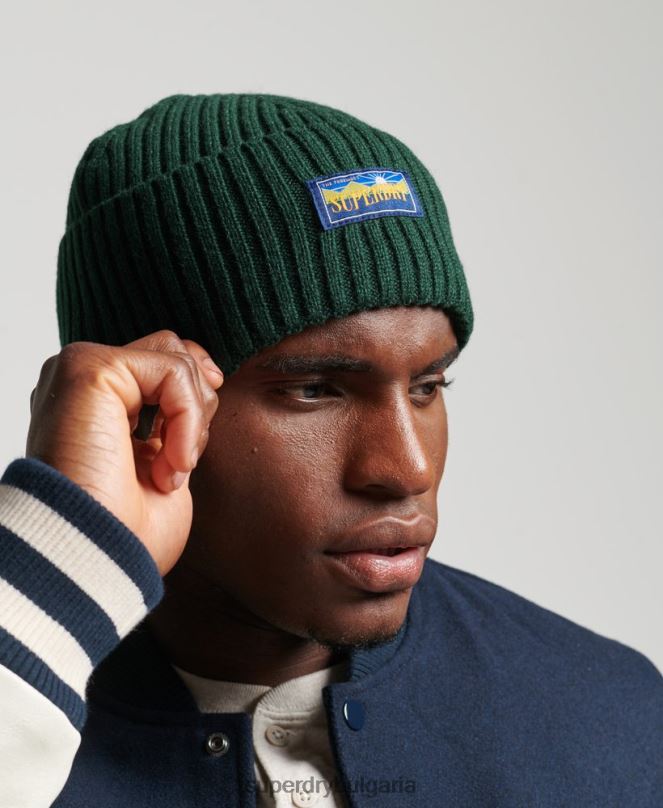 Superdry аксесоари N00H1693 зелено мъже радарска шапка от вълнена смес