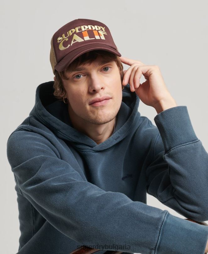 Superdry аксесоари N00H1714 кафяво мъже ретро шапка на шофьор на камион