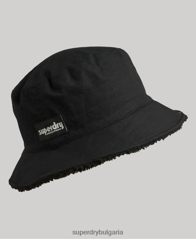 Superdry аксесоари N00H1718 черен мъже поларена шапка-кофа