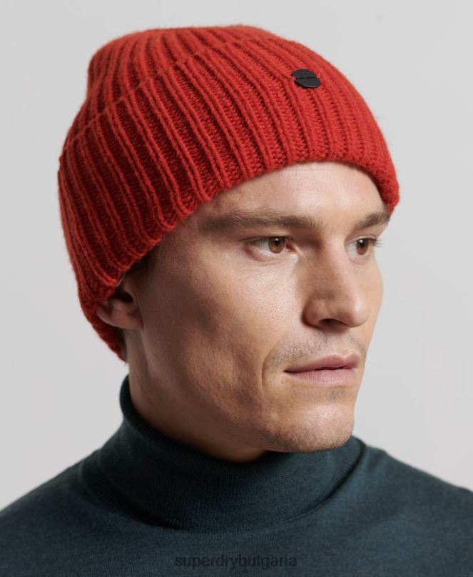 Superdry аксесоари N00H1784 оранжево мъже Studios Premium оребрена шапка
