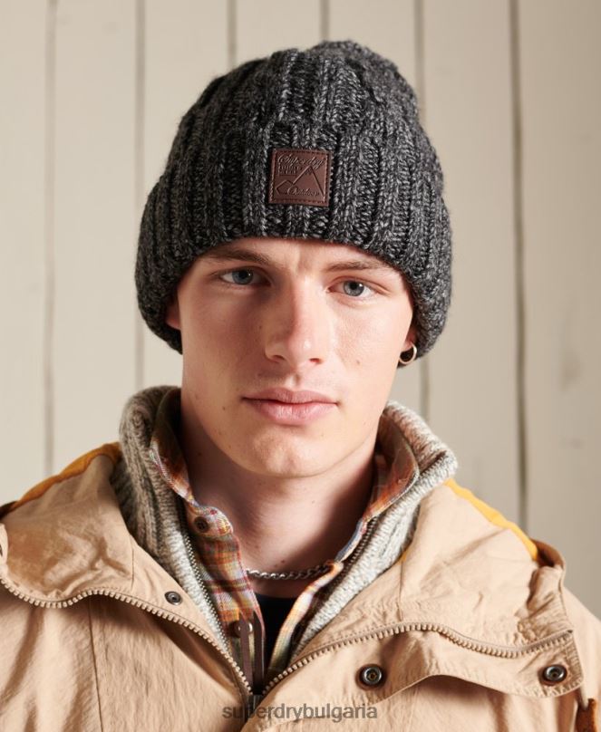 Superdry аксесоари N00H1806 тъмно сив мъже траулер кабелна шапка