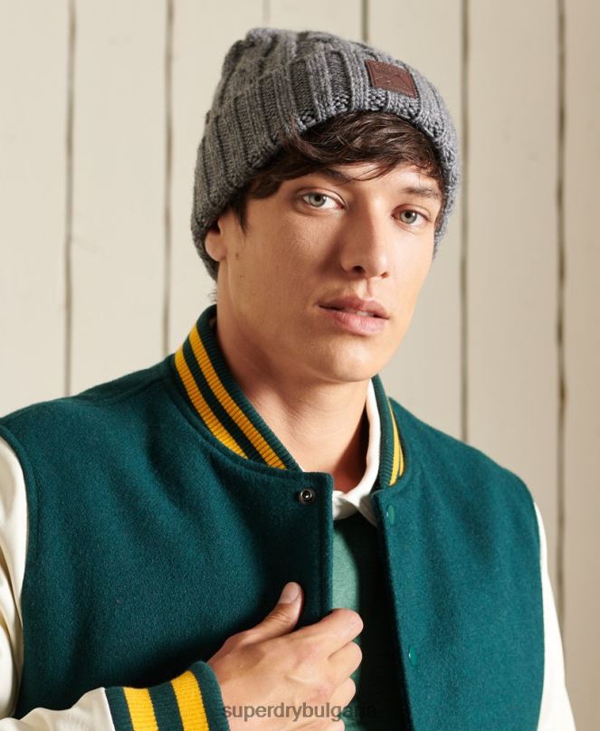 Superdry аксесоари N00H1814 сиво мъже траулер кабелна шапка