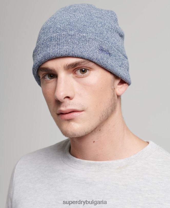 Superdry аксесоари N00H6363 син мъже органичен памук с оранжев етикет с винтидж шапка с лого