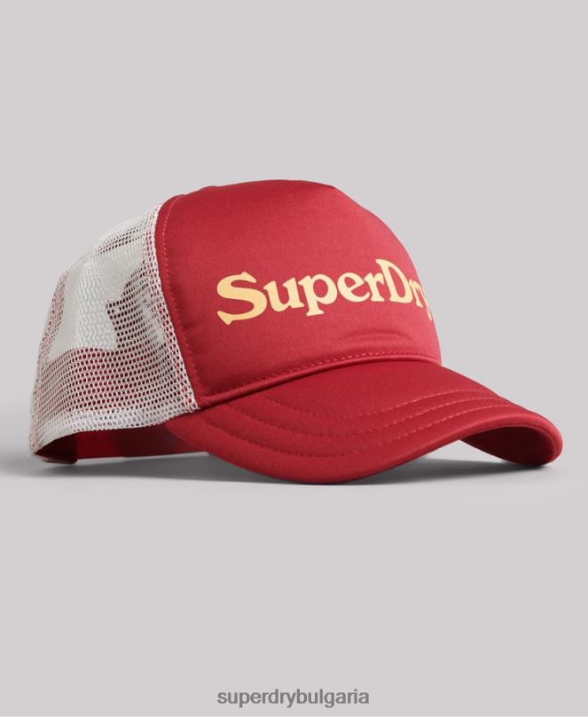Superdry аксесоари N00H6367 червен мъже ретро графична шапка на шофьор на камион