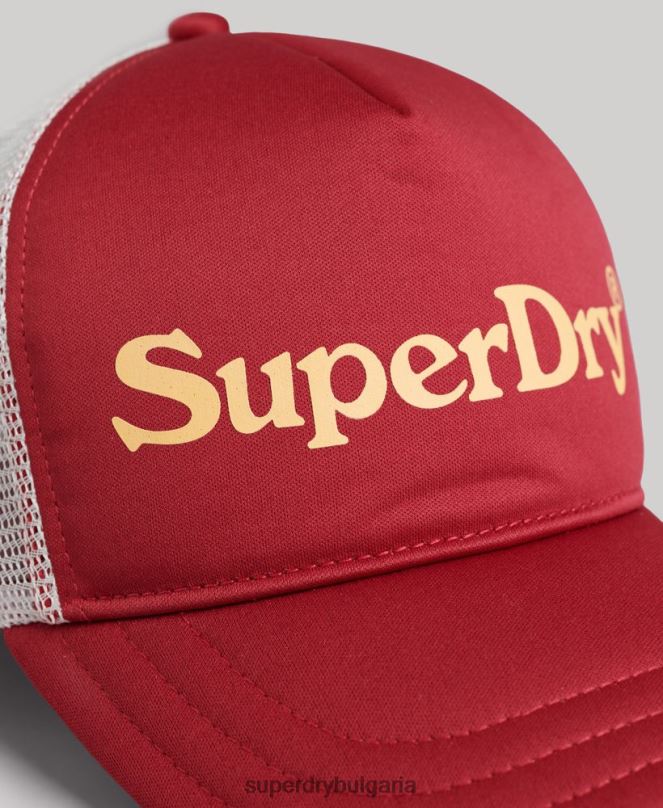 Superdry аксесоари N00H6367 червен мъже ретро графична шапка на шофьор на камион