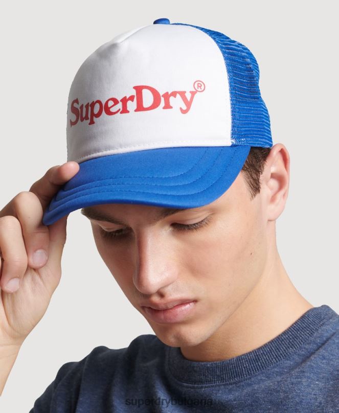 Superdry аксесоари N00H6378 син мъже ретро графична шапка на шофьор на камион