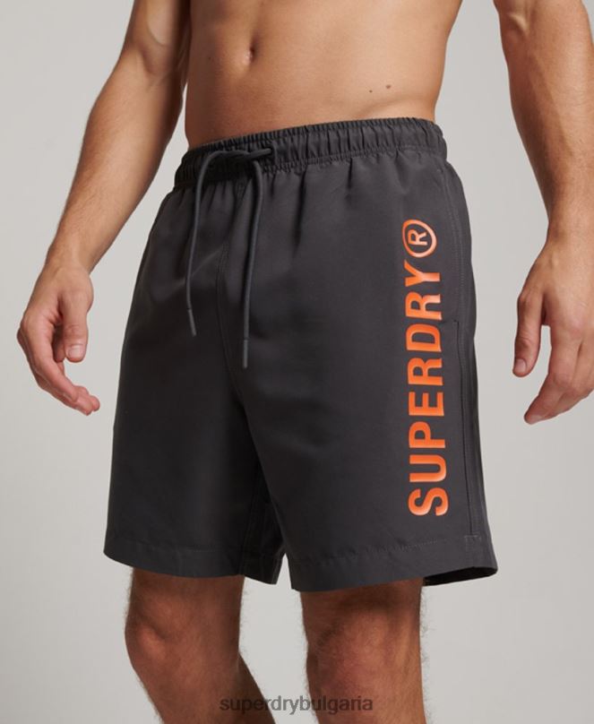 Superdry облекло N00H385 тъмно сив мъже основни спортни 17-инчови рециклирани бански шорти