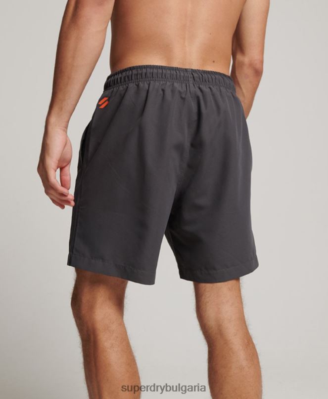 Superdry облекло N00H385 тъмно сив мъже основни спортни 17-инчови рециклирани бански шорти
