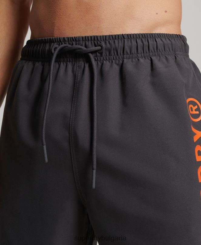 Superdry облекло N00H385 тъмно сив мъже основни спортни 17-инчови рециклирани бански шорти
