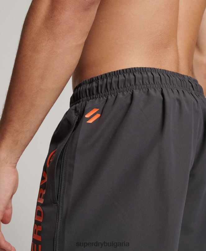 Superdry облекло N00H385 тъмно сив мъже основни спортни 17-инчови рециклирани бански шорти