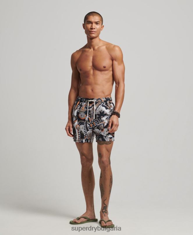 Superdry облекло N00H386 черен мъже рециклирани бански шорти