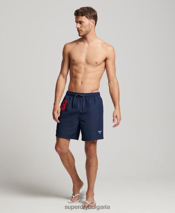 Superdry облекло N00H389 военноморски флот мъже поло рециклирани бански шорти