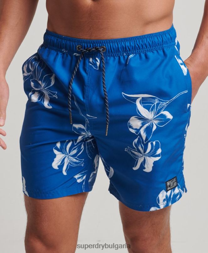 Superdry облекло N00H390 син мъже хавайски рециклирани бански шорти