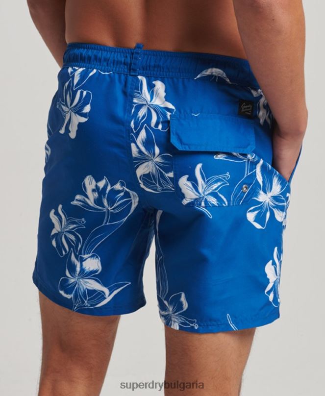 Superdry облекло N00H390 син мъже хавайски рециклирани бански шорти