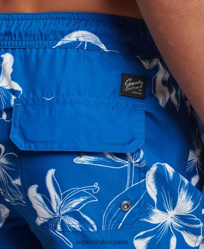 Superdry облекло N00H390 син мъже хавайски рециклирани бански шорти