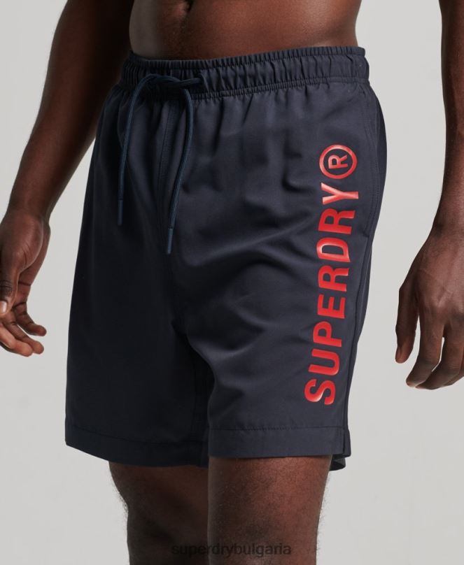 Superdry облекло N00H392 военноморски флот мъже основни спортни 17-инчови рециклирани бански шорти