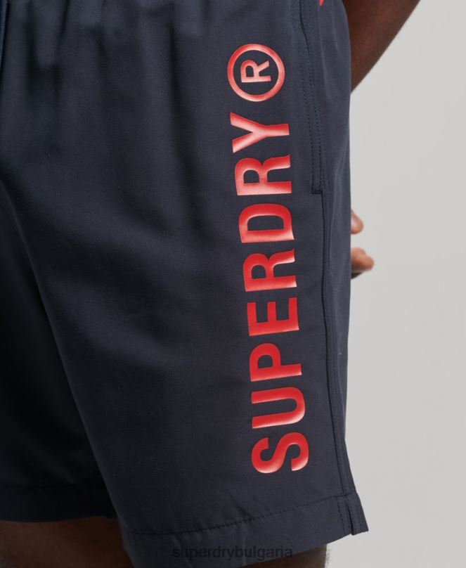 Superdry облекло N00H392 военноморски флот мъже основни спортни 17-инчови рециклирани бански шорти