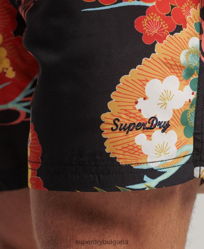 Superdry облекло N00H393 червен мъже хавайски рециклирани бански шорти