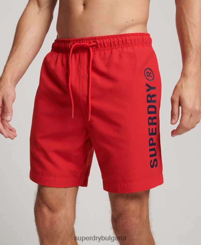 Superdry облекло N00H396 червен мъже основни спортни 17-инчови рециклирани бански шорти
