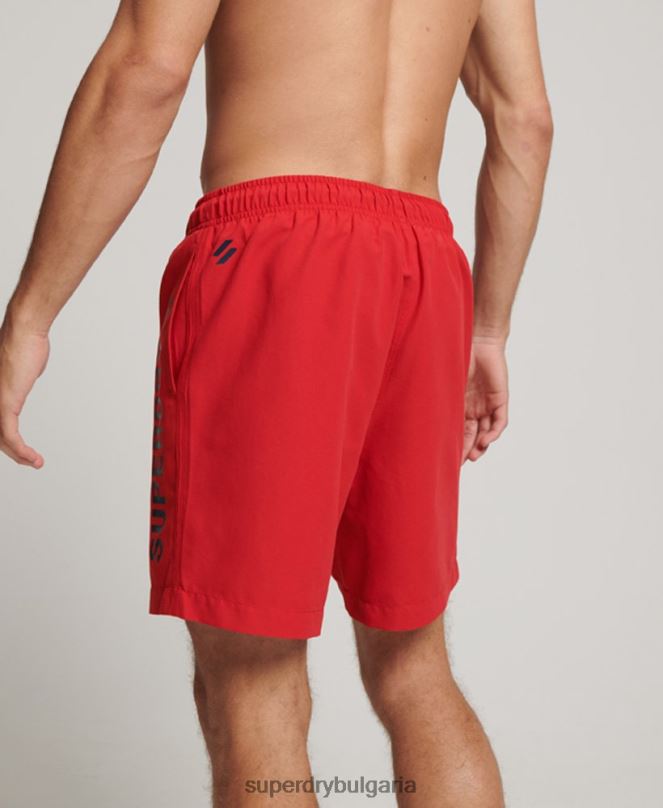 Superdry облекло N00H396 червен мъже основни спортни 17-инчови рециклирани бански шорти
