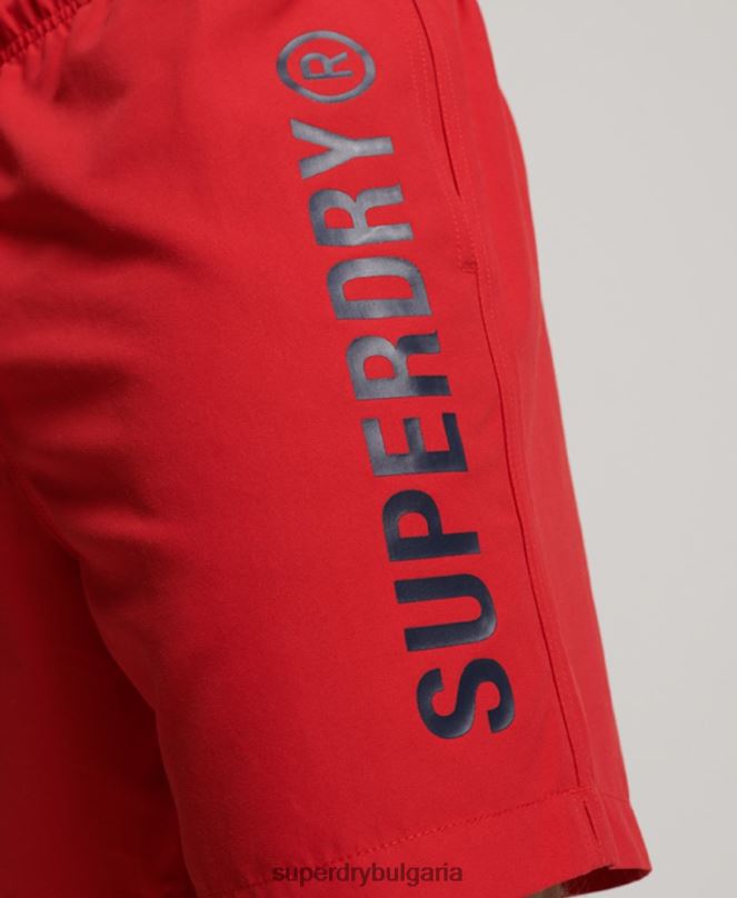 Superdry облекло N00H396 червен мъже основни спортни 17-инчови рециклирани бански шорти