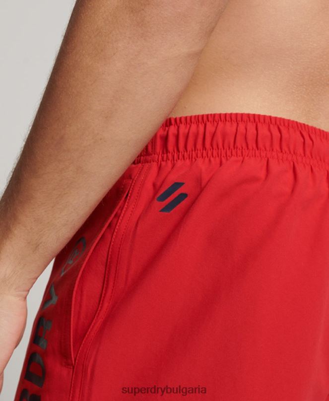 Superdry облекло N00H396 червен мъже основни спортни 17-инчови рециклирани бански шорти