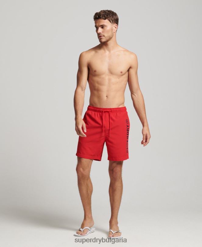 Superdry облекло N00H396 червен мъже основни спортни 17-инчови рециклирани бански шорти