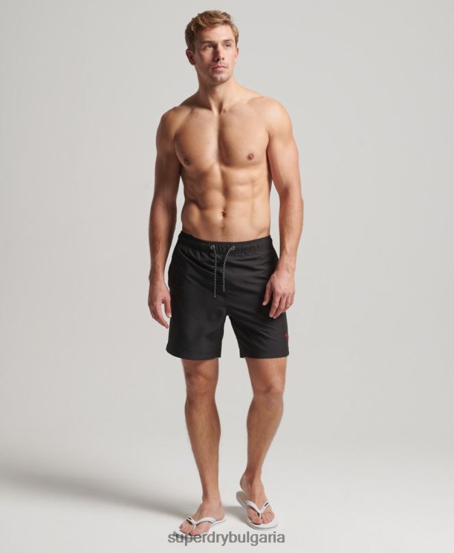 Superdry облекло N00H397 тъмно сив мъже поло рециклирани бански шорти