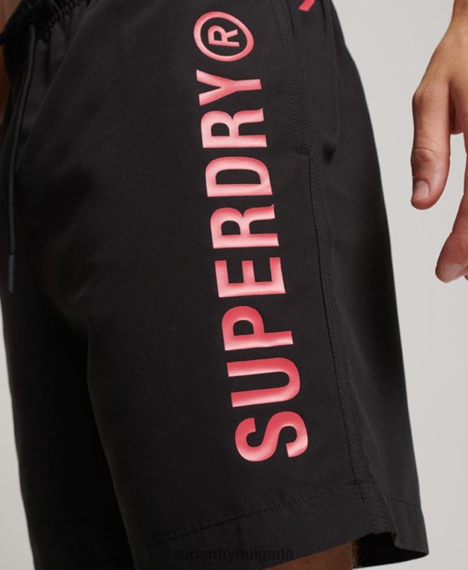 Superdry облекло N00H399 черен мъже основни спортни 17-инчови рециклирани бански шорти