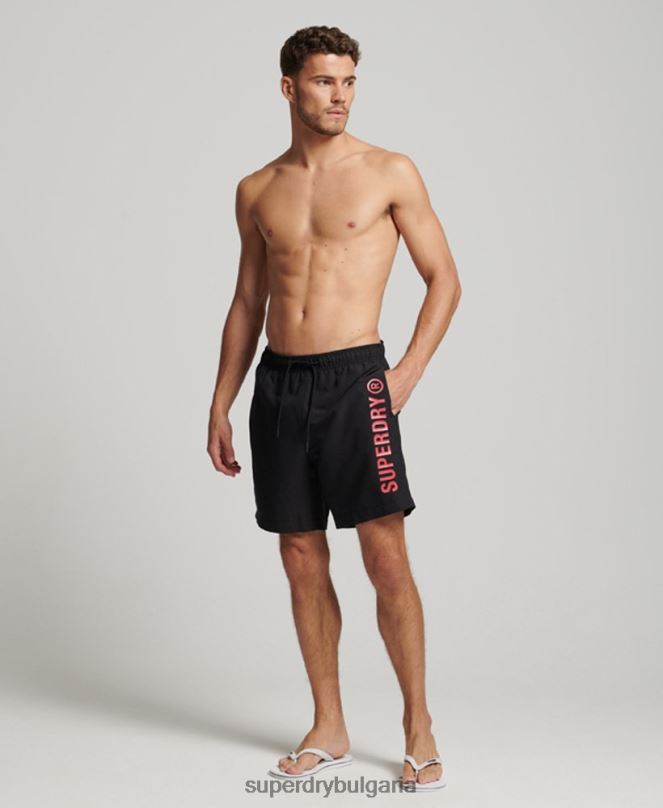 Superdry облекло N00H399 черен мъже основни спортни 17-инчови рециклирани бански шорти