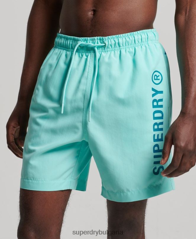 Superdry облекло N00H401 тюркоаз мъже основни спортни 17-инчови рециклирани бански шорти