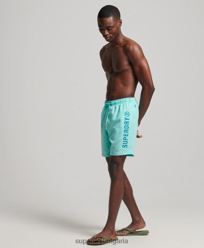 Superdry облекло N00H401 тюркоаз мъже основни спортни 17-инчови рециклирани бански шорти