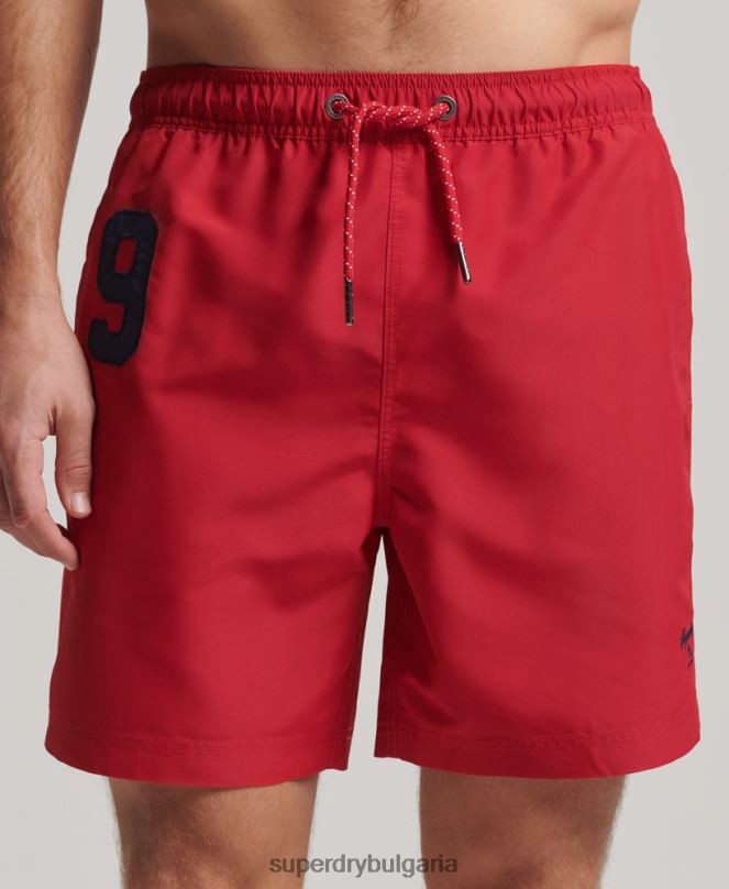 Superdry облекло N00H402 червен мъже поло рециклирани бански шорти