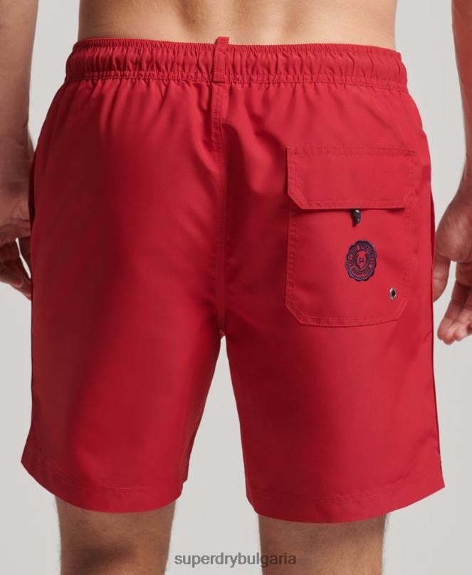 Superdry облекло N00H402 червен мъже поло рециклирани бански шорти