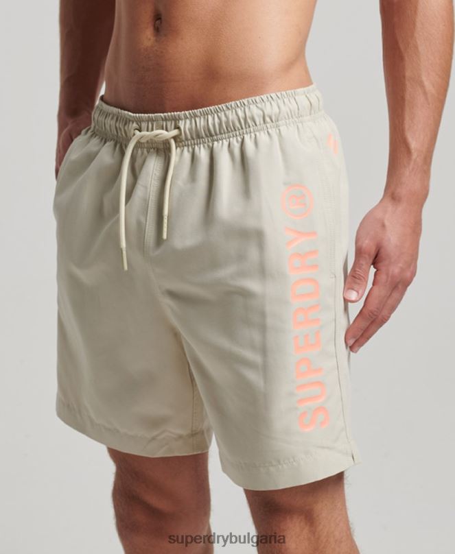 Superdry облекло N00H403 бежово мъже основни спортни 17-инчови рециклирани бански шорти