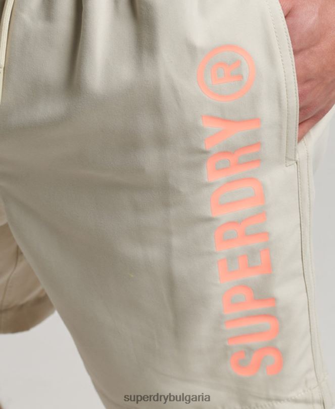Superdry облекло N00H403 бежово мъже основни спортни 17-инчови рециклирани бански шорти