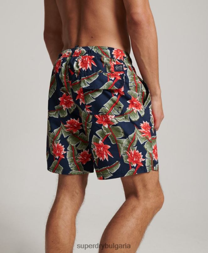 Superdry облекло N00H404 военноморски флот мъже хавайски рециклирани бански шорти