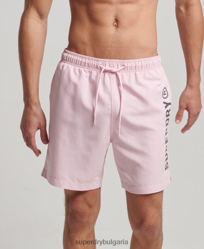 Superdry облекло N00H405 розово мъже основни спортни 17-инчови рециклирани бански шорти