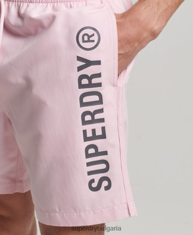 Superdry облекло N00H405 розово мъже основни спортни 17-инчови рециклирани бански шорти