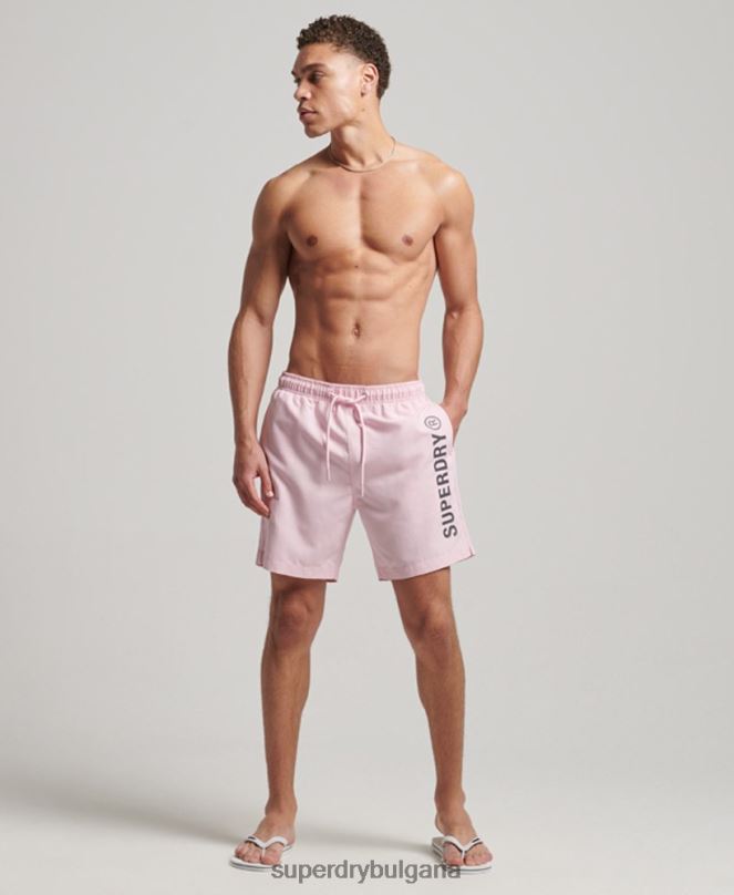Superdry облекло N00H405 розово мъже основни спортни 17-инчови рециклирани бански шорти