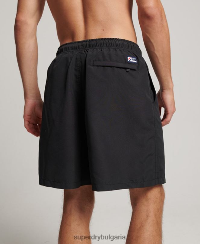 Superdry облекло N00H406 черен мъже 19-инчови рециклирани бански шорти с апликация