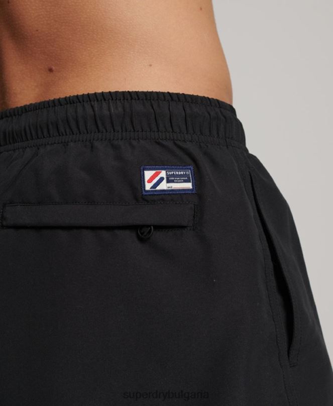 Superdry облекло N00H406 черен мъже 19-инчови рециклирани бански шорти с апликация