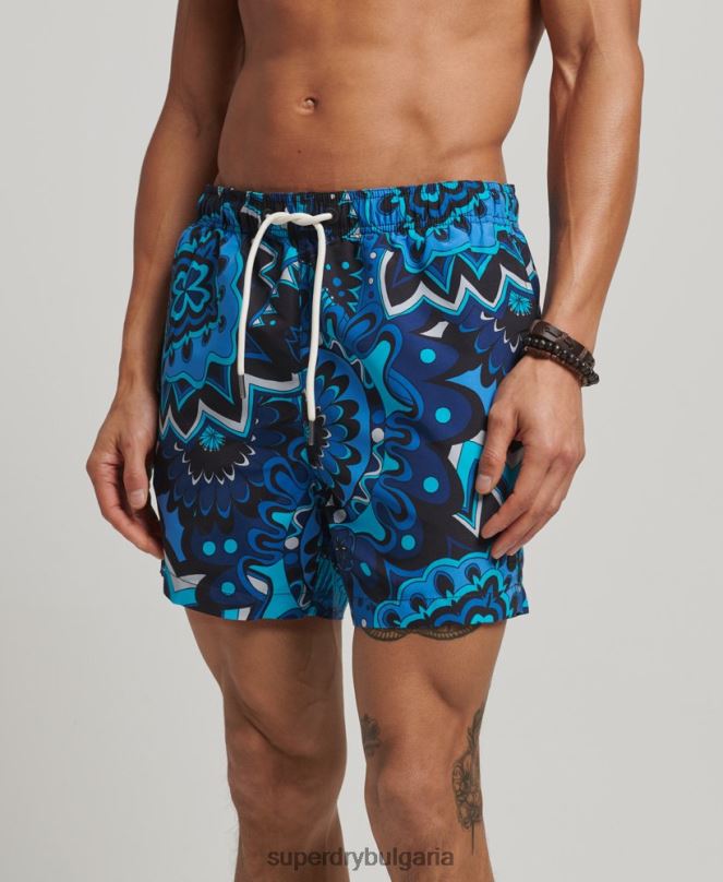 Superdry облекло N00H407 син мъже рециклирани бански шорти
